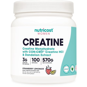 Nutricost Creatine Monohydrate Powder for Women, Micronized, Strawberry Lemonade, 100 Servings - Veg...