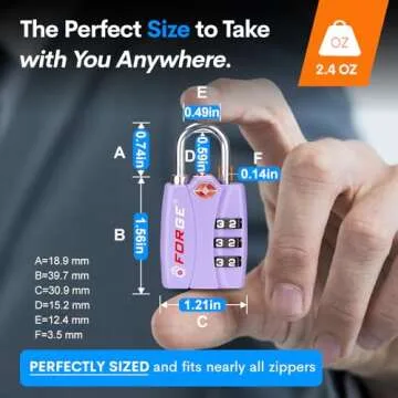 Durable TSA Approved Luggage Locks - 2 Pack Purple