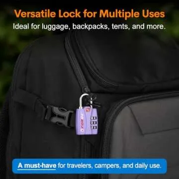 Durable TSA Approved Luggage Locks - 2 Pack Purple