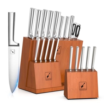 imarku 20PCS Kitchen Knife Set with Block & Sharpener - Premium Japanese Steel