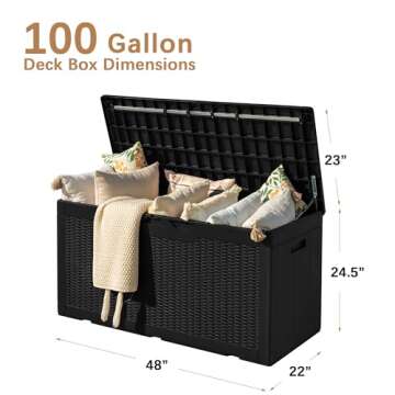 Devoko Waterproof 97 Gallon Deck Box for Outdoor Storage