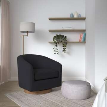 CHITA Swivel Accent Chair, FSC Certified Upholstered Velvet Barrel Chair for Living Room, Grey