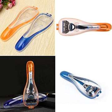 potato001 Portable Men Razor Handle Shaver Blade Holder Camping Travel Storage Box Case Blue