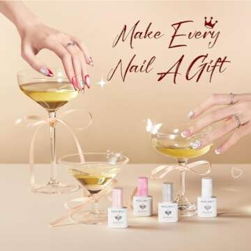 modelones Gel Nail Polish Kit With U V Light, Cat Eye Pearl Pink Red White Manicure Starter Set Sticker Base Top Coat Nail Strengthen Care Chrome Powder Gel Mini Salon For Women Girls