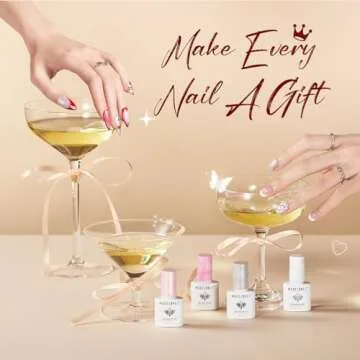 modelones Gel Nail Polish Kit With U V Light, Cat Eye Pearl Pink Red White Manicure Starter Set Sticker Base Top Coat Nail Strengthen Care Chrome Powder Gel Mini Salon For Women Girls