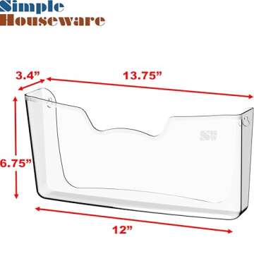 Simple Houseware 3 Pack Clear Single Pocket Wall Mount File Holder