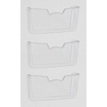 Simple Houseware 3 Pack Clear Single Pocket Wall Mount File Holder