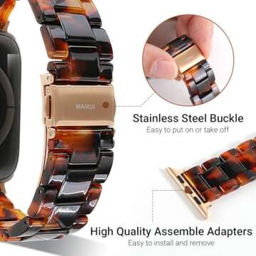 MAIRUI Amber Resin Watch Band for Apple Watch - Elegant, Durable & Adjustable 38mm/40mm/41mm Compati...