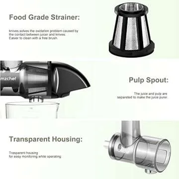 Masticating Juicer Attachment for KitchenAid All Models Stand Mixers, AMZCHEF Masticating Juicer, Slow Juicer Attachment for All KitchenAid Mixers, Cold Press Juicer Parts (Iron black)