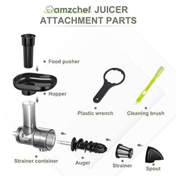 Masticating Juicer Attachment for KitchenAid All Models Stand Mixers, AMZCHEF Masticating Juicer, Slow Juicer Attachment for All KitchenAid Mixers, Cold Press Juicer Parts (Iron black)