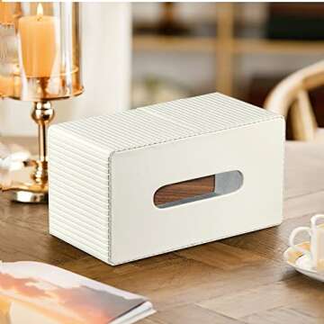 Decorative PU Leather Tissue Box Cover for Home & Office