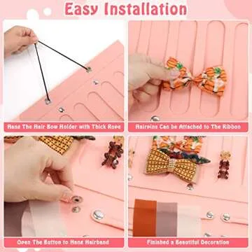 Stylish Bow Holder for Girls' Hair Bows - 40 Felt Strips