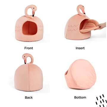 Best Friends Novelty Pet Hut - Cozy & Washable Flamingo Bed