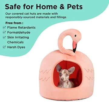 Best Friends Novelty Pet Hut - Cozy & Washable Flamingo Bed