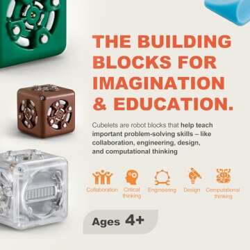 CUBELETS Modular Robotics Robot Blocks with 5 Robot Cubes - Discovery Set for Home Robotics Kit - ST...