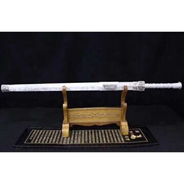 Chinese Sword,Han jian(Medium Carbon Steel Etch Blade,Alloy,White Scabbard) Length 41"
