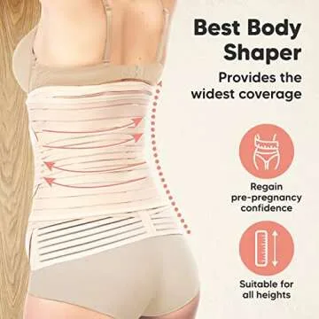 3 in 1 Postpartum Belly Support Recovery Wrap - Postpartum Belly Band, After Birth Brace, Slimming Girdles, Body Shaper Waist Shapewear, Post Surgery Pregnancy Belly Support Band (Classic Ivory, M/L)