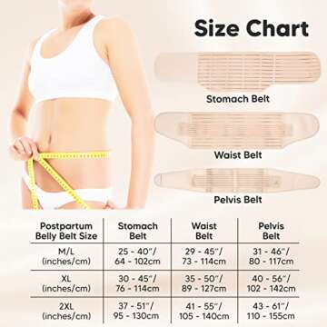 3 in 1 Postpartum Belly Support Recovery Wrap - Postpartum Belly Band, After Birth Brace, Slimming Girdles, Body Shaper Waist Shapewear, Post Surgery Pregnancy Belly Support Band (Classic Ivory, M/L)