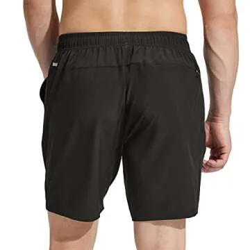 MIER Men's Workout Running Shorts 7 Inch Lightweight Athletic with Zipper Pockets No Liner Quick-Dry Gym Active Shorts Black, M