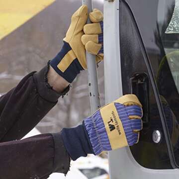 Men's Heavy Duty Leather Winter Work Gloves with Thinsulate Insulation (Wells Lamont 5127XL), Palomino with Black Back, X-Large