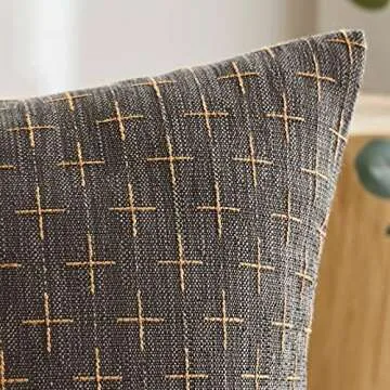 MIULEE Pack of 2 Decorative Burlap Linen Throw Pillow Covers Modern Farmhouse Pillowcase Rustic Wove...