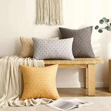 MIULEE Pack of 2 Decorative Burlap Linen Throw Pillow Covers Modern Farmhouse Pillowcase Rustic Woven Textured Cushion Cover for Sofa Couch Bed 24x24 Inch Dark Grey