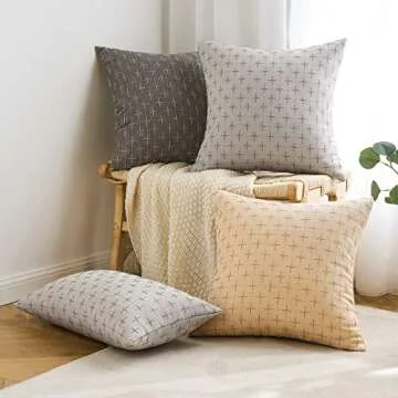 MIULEE Pack of 2 Decorative Burlap Linen Throw Pillow Covers Modern Farmhouse Pillowcase Rustic Woven Textured Cushion Cover for Sofa Couch Bed 24x24 Inch Dark Grey