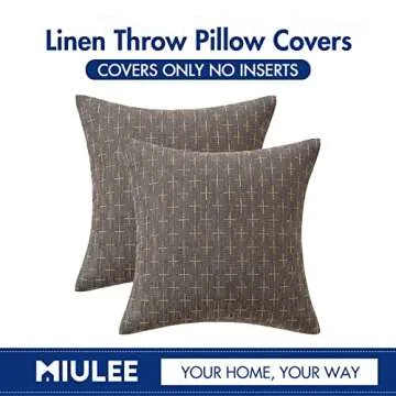 MIULEE Pack of 2 Decorative Burlap Linen Throw Pillow Covers Modern Farmhouse Pillowcase Rustic Woven Textured Cushion Cover for Sofa Couch Bed 24x24 Inch Dark Grey