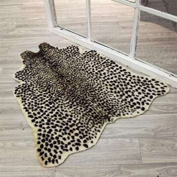 Leopard Print Rug, Faux Cowhide Cheetah Skin Rug Animal Printed Area Rug Carpet for Home Office, Liv...