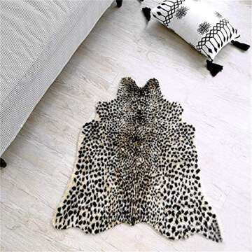 Leopard Print Rug, Faux Cowhide Cheetah Skin Rug Animal Printed Area Rug Carpet for Home Office, Livingroom, Bedroom