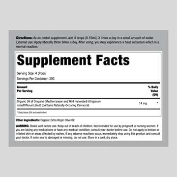 Piping Rock Oil of Oregano Organic Drops | 2 fl oz | Liquid Herbal Extract | Tincture Supplement | O...