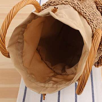 JZENZERO Round Woven Straw Crossbody, Handmade Weaving Straw Summer Beach Shoulder Bag