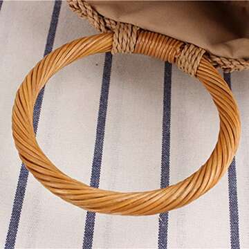 JZENZERO Round Woven Straw Crossbody, Handmade Weaving Straw Summer Beach Shoulder Bag