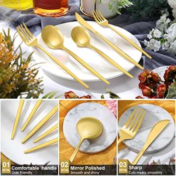 Lanties Gold Stainless Steel 60 Pieces Tableware Set