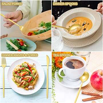 Lanties Gold Stainless Steel 60 Pieces Tableware Set