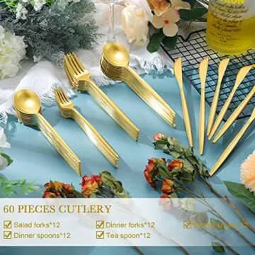 Lanties Gold Stainless Steel 60 Pieces Tableware Set
