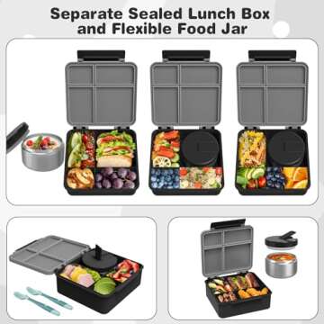 Bento Lunch Box with 8oz Soup Thermo - Kids Leakproof Containers for School