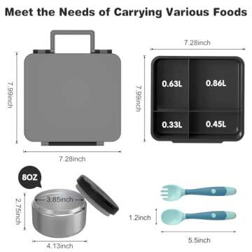 Bento Lunch Box with 8oz Soup Thermo for Kids