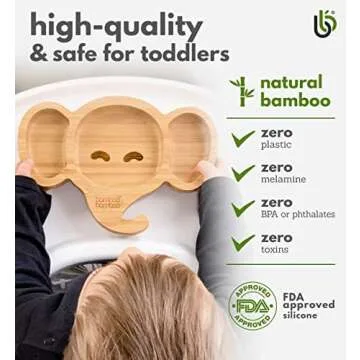Bamboo Baby Plate with Suction for Safe Mealtimes