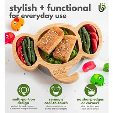 Bamboo Baby Plate with Suction for Safe Mealtimes