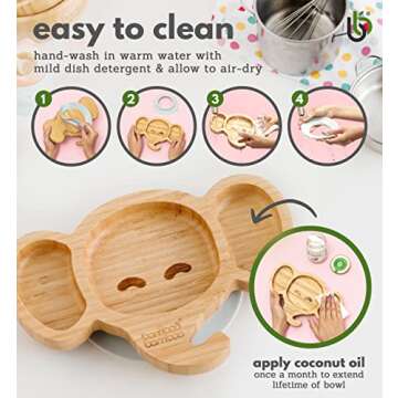 Bamboo Baby Plate with Suction for Safe Mealtimes
