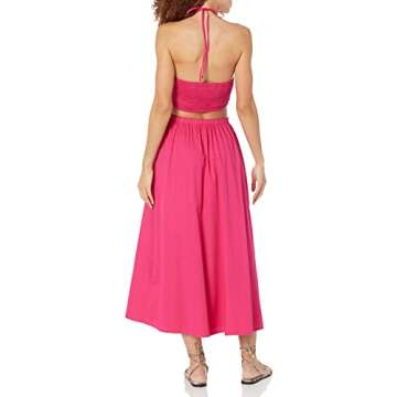 The Drop Women's Brinda Cotton Cutout Halter Maxi Dress, Hot Pink, XXL, Plus Size