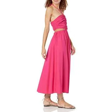 The Drop Brinda Cotton Maxi Dress, Hot Pink, Stylish Cutouts