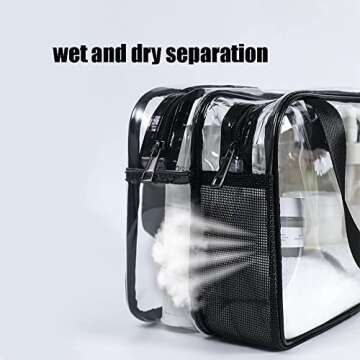 SxoSyo Clear Makeup Bags Toiletry Bag Zipper Closure Cosmetic bag with Compartments Handle Transpare...