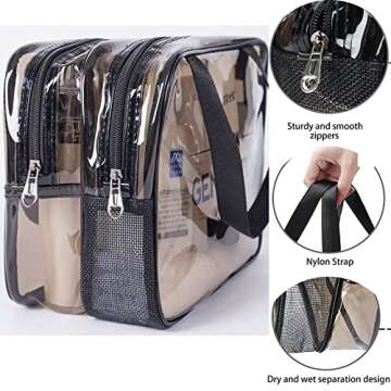 SxoSyo Clear Makeup Bags Toiletry Bag Zipper Closure Cosmetic bag with Compartments Handle Transparent Travel Bags for Toiletries Make up Organizer Bathroom Bag for Women and Men (white)