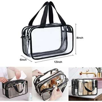SxoSyo Clear Makeup Bags Toiletry Bag Zipper Closure Cosmetic bag with Compartments Handle Transparent Travel Bags for Toiletries Make up Organizer Bathroom Bag for Women and Men (white)