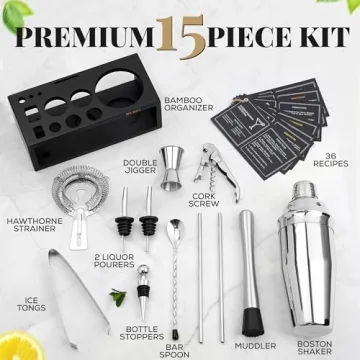 Mixology Bartender Kit - 15 Piece Cocktail Set with Stand