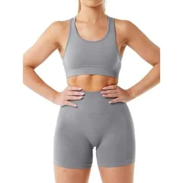WodoWei Women's 2 Piece Seamless Workout Activewear Set