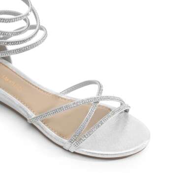 DREAM PAIRS Women's Ankle Strap Flat Sandals Summer Dressy Strappy Gladiator Rhinestones Sandals,Siz...