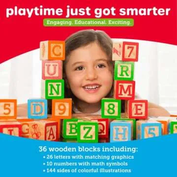 Oaktown Supply Wooden Blocks, 36 Large Stacking and Building Blocks for Toddlers 1-3 Years Old, Colo...